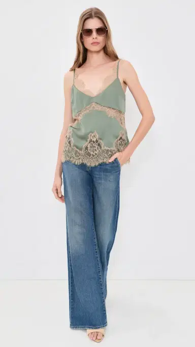 L'AGENCE Mitsu Lace Trim Cami mokey Olive/Praline | Thumbnail 5 L'AGENCE Mitsu Lace Trim Cami mokey Olive/Praline | Thumbnail 5