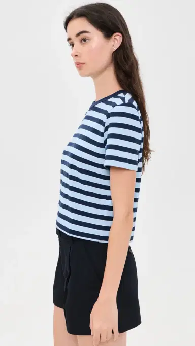 FRAME The Boxy Tee Chambray Stripe | Thumbnail 4 FRAME The Boxy Tee Chambray Stripe | Thumbnail 4