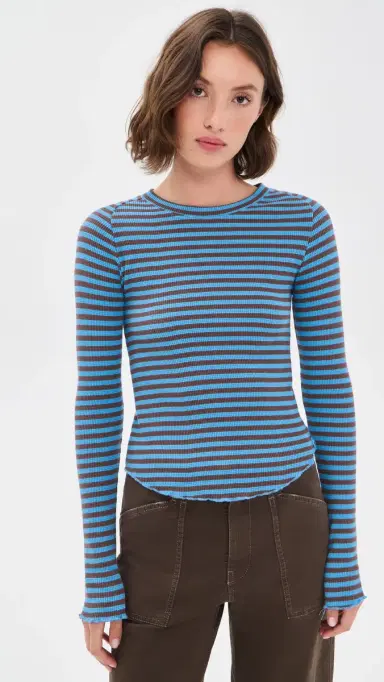 Free People Easy Does It tripe Tee Blue Combo | Thumbnail 2 Free People Easy Does It tripe Tee Blue Combo | Thumbnail 2