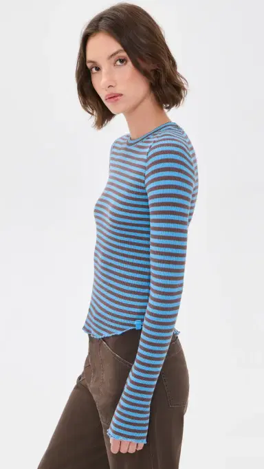 Free People Easy Does It tripe Tee Blue Combo | Thumbnail 4 Free People Easy Does It tripe Tee Blue Combo | Thumbnail 4