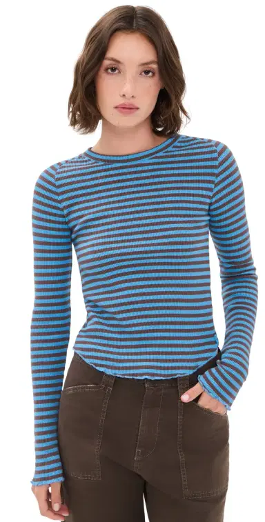 Free People Easy Does It tripe Tee Blue Combo | Thumbnail 1 Free People Easy Does It tripe Tee Blue Combo | Thumbnail 1