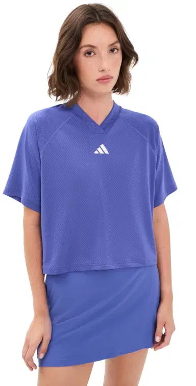 Adidas Golf Beyond Climacool V Neck Top Dual Indigo M | Thumbnail 1 Adidas Golf Beyond Climacool V Neck Top Dual Indigo M | Thumbnail 1