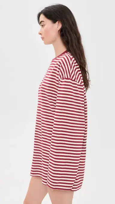 LIONESS Bloom T-Shirt Mini Dress Wine tripe | Thumbnail 4 LIONESS Bloom T-Shirt Mini Dress Wine tripe | Thumbnail 4