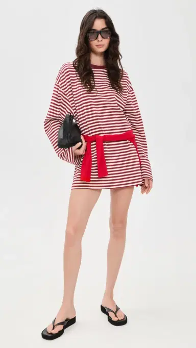 LIONESS Bloom T-Shirt Mini Dress Wine tripe | Thumbnail 5 LIONESS Bloom T-Shirt Mini Dress Wine tripe | Thumbnail 5