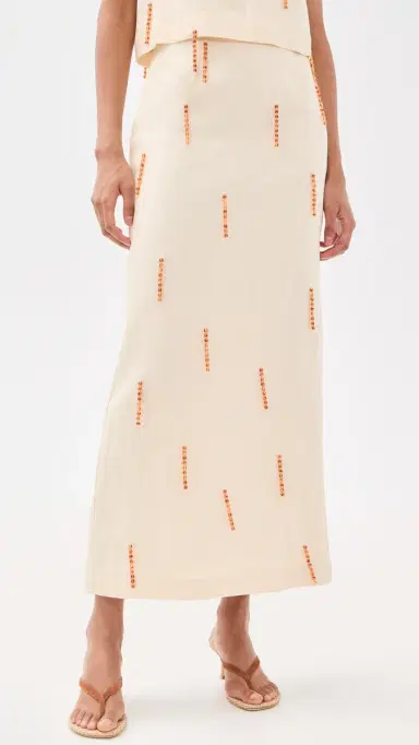 VRG GRL Devyn inen Midi Skirt Cream | Thumbnail 2 VRG GRL Devyn inen Midi Skirt Cream | Thumbnail 2