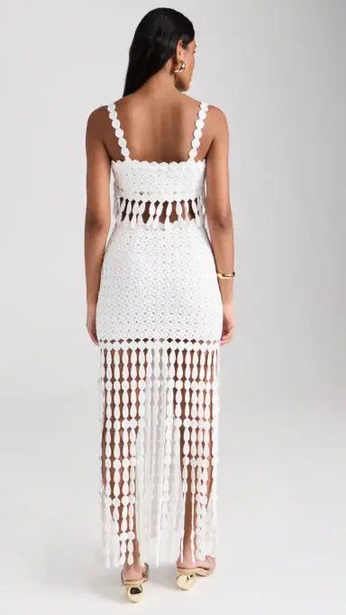 Saylor Elie Fringe Midi Skirt Set White | Thumbnail 3 Saylor Elie Fringe Midi Skirt Set White | Thumbnail 3