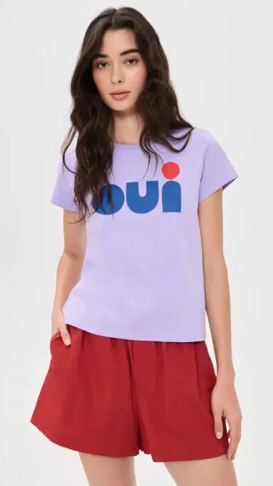 Clare V. Clare V. Out Oui Classic Tee Jacaranda S | Thumbnail 2 Clare V. Clare V. Out Oui Classic Tee Jacaranda S | Thumbnail 2