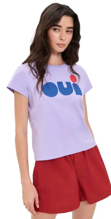 Clare V. Clare V. Out Oui Classic Tee Jacaranda S | Thumbnail 1 Clare V. Clare V. Out Oui Classic Tee Jacaranda S | Thumbnail 1