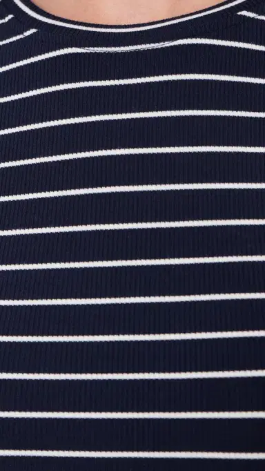 Good American The Rib Baby Tee IMPLE TRIPE HORIZON INK | Thumbnail 6 Good American The Rib Baby Tee IMPLE TRIPE HORIZON INK | Thumbnail 6