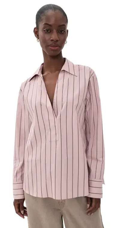 Vince Relaxed Popover Blouse Pale Peony L | Thumbnail 1 Vince Relaxed Popover Blouse Pale Peony L | Thumbnail 1