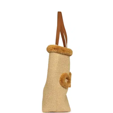 Chanel Chanel Coco Beach Maxi "Fluffy" Shopping Tote Light Beige Raffia and Calfskin Gold Hardware | Thumbnail 3 Chanel Chanel Coco Beach Maxi "Fluffy" Shopping Tote Light Beige Raffia and Calfskin Gold Hardware | Thumbnail 3