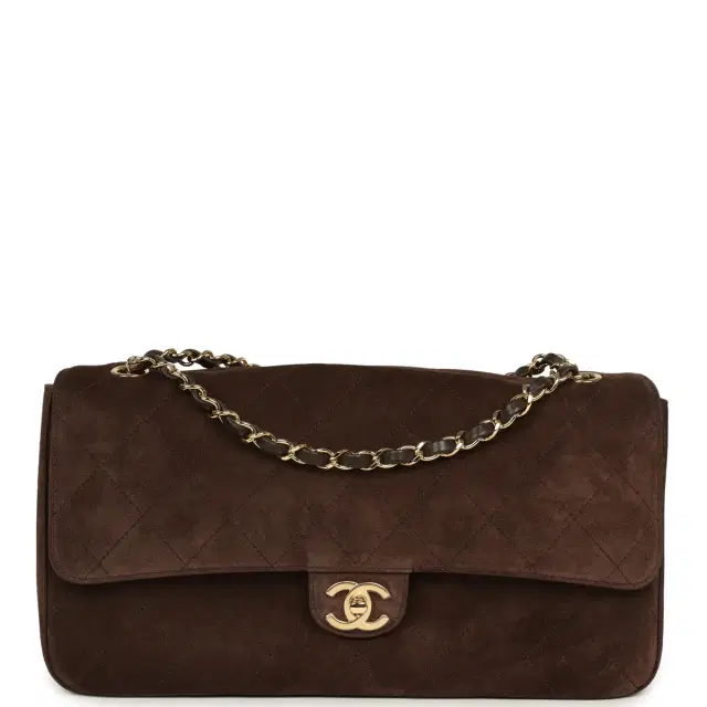 Chanel Maxi "Souplissimo" Small Flap Bag Dark Brown Suede Gold Hardware Chanel Maxi "Souplissimo" Small Flap Bag Dark Brown Suede Gold Hardware