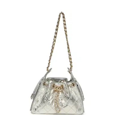 Chanel Chanel Mini 25 Hobo Bag Metallic Silver Caviar Gold Hardware | Thumbnail 6 Chanel Chanel Mini 25 Hobo Bag Metallic Silver Caviar Gold Hardware | Thumbnail 6