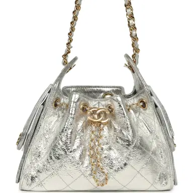 Chanel Chanel Mini 25 Hobo Bag Metallic Silver Caviar Gold Hardware | Thumbnail 1 Chanel Chanel Mini 25 Hobo Bag Metallic Silver Caviar Gold Hardware | Thumbnail 1