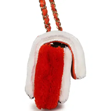 Chanel Chanel Small Coco Beach Stripe Flap Bag Orange, White and Black Raffia Gold Hardware | Thumbnail 3 Chanel Chanel Small Coco Beach Stripe Flap Bag Orange, White and Black Raffia Gold Hardware | Thumbnail 3