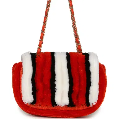 Chanel Chanel Small Coco Beach Stripe Flap Bag Orange, White and Black Raffia Gold Hardware | Thumbnail 4 Chanel Chanel Small Coco Beach Stripe Flap Bag Orange, White and Black Raffia Gold Hardware | Thumbnail 4