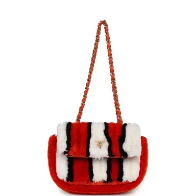 Chanel Chanel Small Coco Beach Stripe Flap Bag Orange, White and Black Raffia Gold Hardware | Thumbnail 7 Chanel Chanel Small Coco Beach Stripe Flap Bag Orange, White and Black Raffia Gold Hardware | Thumbnail 7