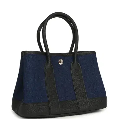 HERMÈS Hermes Garden Party Neo 23 Denim Moyen and Black Negonda Palladium Hardware | Thumbnail 2 HERMÈS Hermes Garden Party Neo 23 Denim Moyen and Black Negonda Palladium Hardware | Thumbnail 2