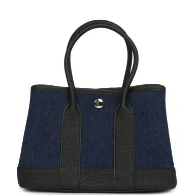 HERMÈS Hermes Garden Party Neo 23 Denim Moyen and Black Negonda Palladium Hardware | Thumbnail 4 HERMÈS Hermes Garden Party Neo 23 Denim Moyen and Black Negonda Palladium Hardware | Thumbnail 4