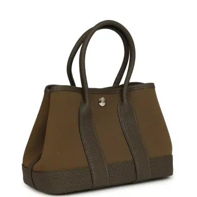 HERMÈS Hermes Garden Party Neo 23 Vert Olive Toile Officier Canvas and Vert Loden Negonda Palladium Hardware | Thumbnail 2 HERMÈS Hermes Garden Party Neo 23 Vert Olive Toile Officier Canvas and Vert Loden Negonda Palladium Hardware | Thumbnail 2