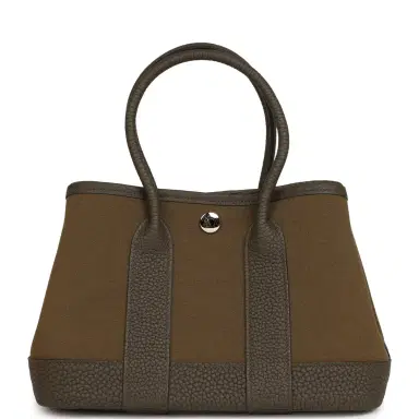 HERMÈS Hermes Garden Party Neo 23 Vert Olive Toile Officier Canvas and Vert Loden Negonda Palladium Hardware | Thumbnail 4 HERMÈS Hermes Garden Party Neo 23 Vert Olive Toile Officier Canvas and Vert Loden Negonda Palladium Hardware | Thumbnail 4