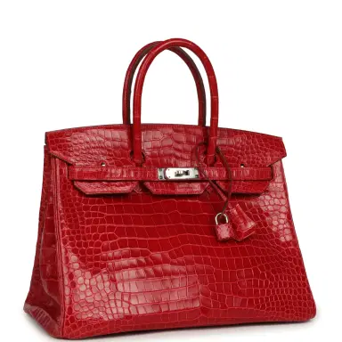 HERMÈS Pre-owned Hermes Birkin 35 Braise Shiny Porosus Crocodile Palladium Hardware | Thumbnail 2 HERMÈS Pre-owned Hermes Birkin 35 Braise Shiny Porosus Crocodile Palladium Hardware | Thumbnail 2