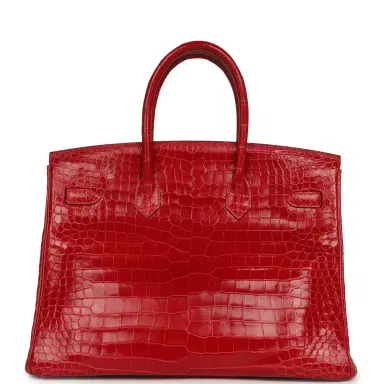 HERMÈS Pre-owned Hermes Birkin 35 Braise Shiny Porosus Crocodile Palladium Hardware | Thumbnail 4 HERMÈS Pre-owned Hermes Birkin 35 Braise Shiny Porosus Crocodile Palladium Hardware | Thumbnail 4