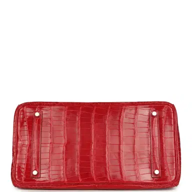HERMÈS Pre-owned Hermes Birkin 35 Braise Shiny Porosus Crocodile Palladium Hardware | Thumbnail 6 HERMÈS Pre-owned Hermes Birkin 35 Braise Shiny Porosus Crocodile Palladium Hardware | Thumbnail 6