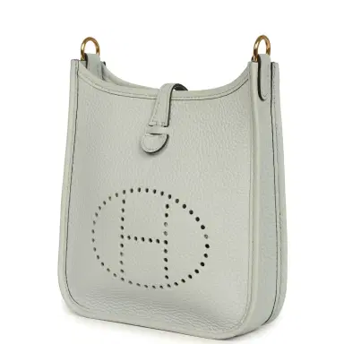 HERMÈS Pre-owned Hermes Evelyne TPM Bleu Pale Clemence Gold Hardware | Thumbnail 5 HERMÈS Pre-owned Hermes Evelyne TPM Bleu Pale Clemence Gold Hardware | Thumbnail 5