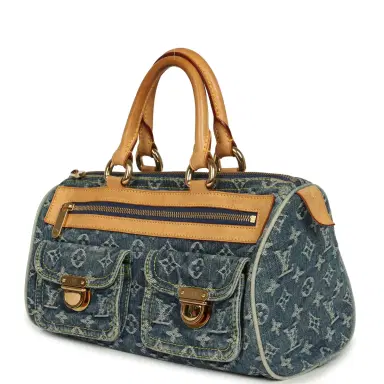 Louis Vuitton Vintage Louis Vuitton Neo Speedy Blue Denim Monogram Gold Hardware | Thumbnail 5 Louis Vuitton Vintage Louis Vuitton Neo Speedy Blue Denim Monogram Gold Hardware | Thumbnail 5