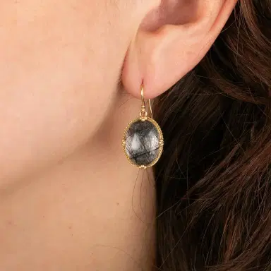 Amáli Amáli One of a Kind 18K Yellow Gold Black Tourmalated Quartz Drop Earrings by The Solist | Thumbnail 2 Amáli Amáli One of a Kind 18K Yellow Gold Black Tourmalated Quartz Drop Earrings by The Solist | Thumbnail 2