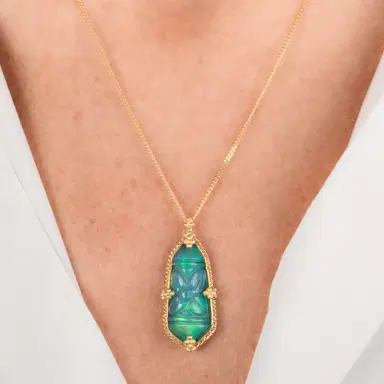 Amáli Amáli One of a Kind 18K Yellow Gold Ethiopian Opal Pendant Necklace by The Solist | Thumbnail 2 Amáli Amáli One of a Kind 18K Yellow Gold Ethiopian Opal Pendant Necklace by The Solist | Thumbnail 2