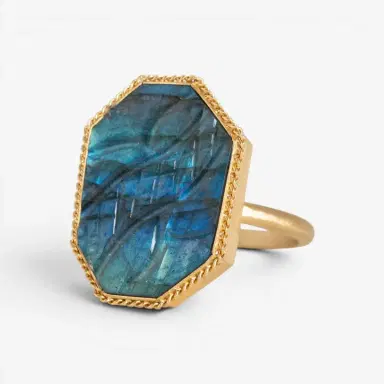 Amáli Amáli One of a Kind 18K Yellow Gold Labradorite Statement Ring Sz. 7 by The Solist | Thumbnail 2 Amáli Amáli One of a Kind 18K Yellow Gold Labradorite Statement Ring Sz. 7 by The Solist | Thumbnail 2