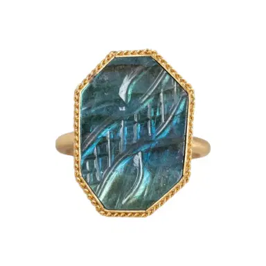 Amáli Amáli One of a Kind 18K Yellow Gold Labradorite Statement Ring Sz. 7 by The Solist | Thumbnail 1 Amáli Amáli One of a Kind 18K Yellow Gold Labradorite Statement Ring Sz. 7 by The Solist | Thumbnail 1