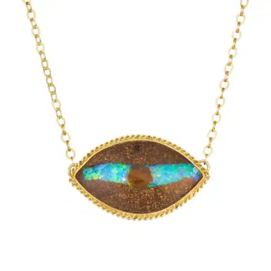 Amáli Amáli One of a Kind 18K Yellow Gold Opalized Wood Pendant Necklace by The Solist | Thumbnail 1 Amáli Amáli One of a Kind 18K Yellow Gold Opalized Wood Pendant Necklace by The Solist | Thumbnail 1