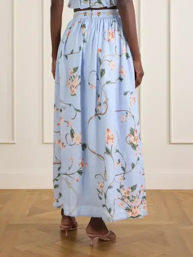 Agua by Agua Bendita Tangelo Embroidered Floral-print Linen Maxi Skirt | Thumbnail 3 Agua by Agua Bendita Tangelo Embroidered Floral-print Linen Maxi Skirt | Thumbnail 3