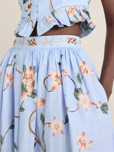 Agua by Agua Bendita Tangelo Embroidered Floral-print Linen Maxi Skirt | Thumbnail 4 Agua by Agua Bendita Tangelo Embroidered Floral-print Linen Maxi Skirt | Thumbnail 4