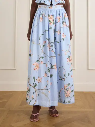 Agua by Agua Bendita Tangelo Embroidered Floral-print Linen Maxi Skirt | Thumbnail 5 Agua by Agua Bendita Tangelo Embroidered Floral-print Linen Maxi Skirt | Thumbnail 5