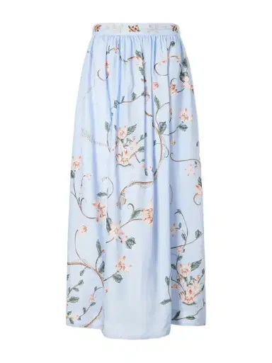 Agua by Agua Bendita Tangelo Embroidered Floral-print Linen Maxi Skirt | Thumbnail 1 Agua by Agua Bendita Tangelo Embroidered Floral-print Linen Maxi Skirt | Thumbnail 1