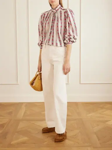 ALIX OF BOHEMIA Annabel Roseband Striped Floral-print Cotton And Silk-blend Shirt | Thumbnail 2 ALIX OF BOHEMIA Annabel Roseband Striped Floral-print Cotton And Silk-blend Shirt | Thumbnail 2