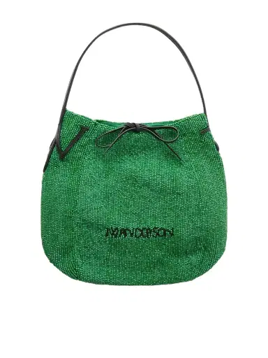JW Anderson Bead-embellished Leather-trimmed Canvas Tote | Thumbnail 1 JW Anderson Bead-embellished Leather-trimmed Canvas Tote | Thumbnail 1