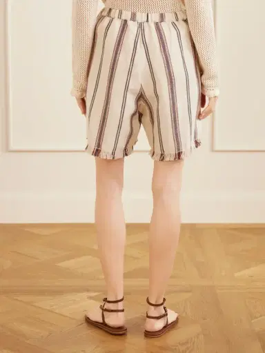 ALIX OF BOHEMIA Tillie Bark Frayed Striped Cotton And Linen-blend Shorts | Thumbnail 4 ALIX OF BOHEMIA Tillie Bark Frayed Striped Cotton And Linen-blend Shorts | Thumbnail 4