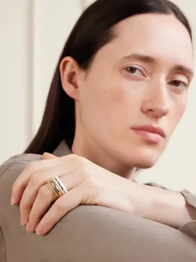 By Pariah Set Of A Three 14-karat Recycled Gold, Diamond And Agate Rings | Thumbnail 2 By Pariah Set Of A Three 14-karat Recycled Gold, Diamond And Agate Rings | Thumbnail 2