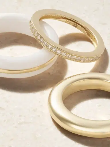 By Pariah Set Of A Three 14-karat Recycled Gold, Diamond And Agate Rings | Thumbnail 3 By Pariah Set Of A Three 14-karat Recycled Gold, Diamond And Agate Rings | Thumbnail 3