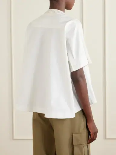Sacai Layered Shell-trimmed Cotton And Cashmere-blend T-shirt | Thumbnail 4 Sacai Layered Shell-trimmed Cotton And Cashmere-blend T-shirt | Thumbnail 4