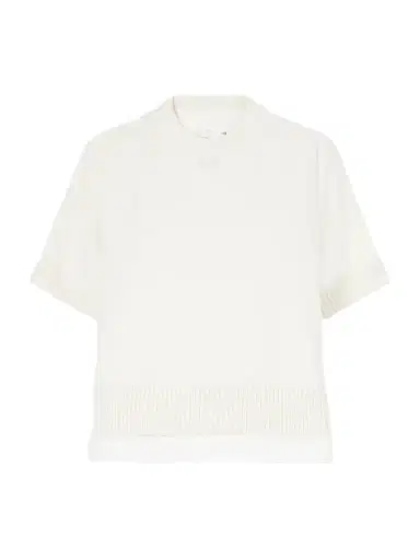 Sacai Layered Shell-trimmed Cotton And Cashmere-blend T-shirt | Thumbnail 1 Sacai Layered Shell-trimmed Cotton And Cashmere-blend T-shirt | Thumbnail 1