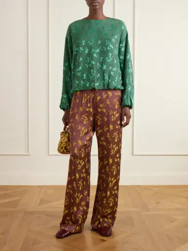 Dries Van Noten Floral-jacquard Satin Wide-leg Pants | Thumbnail 2 Dries Van Noten Floral-jacquard Satin Wide-leg Pants | Thumbnail 2