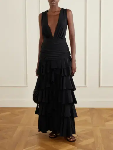 Johanna Ortiz A Map Of Gentle Winds Tiered Ruffled Silk-crepe Maxi Dress | Thumbnail 2 Johanna Ortiz A Map Of Gentle Winds Tiered Ruffled Silk-crepe Maxi Dress | Thumbnail 2