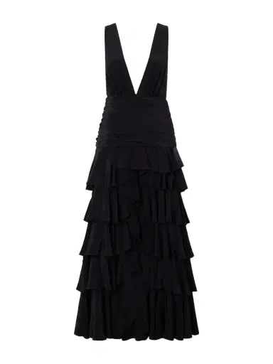 Johanna Ortiz A Map Of Gentle Winds Tiered Ruffled Silk-crepe Maxi Dress | Thumbnail 1 Johanna Ortiz A Map Of Gentle Winds Tiered Ruffled Silk-crepe Maxi Dress | Thumbnail 1