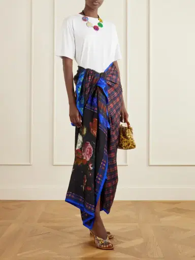 Dries Van Noten Flara Printed Checked Twill Scarf | Thumbnail 3 Dries Van Noten Flara Printed Checked Twill Scarf | Thumbnail 3